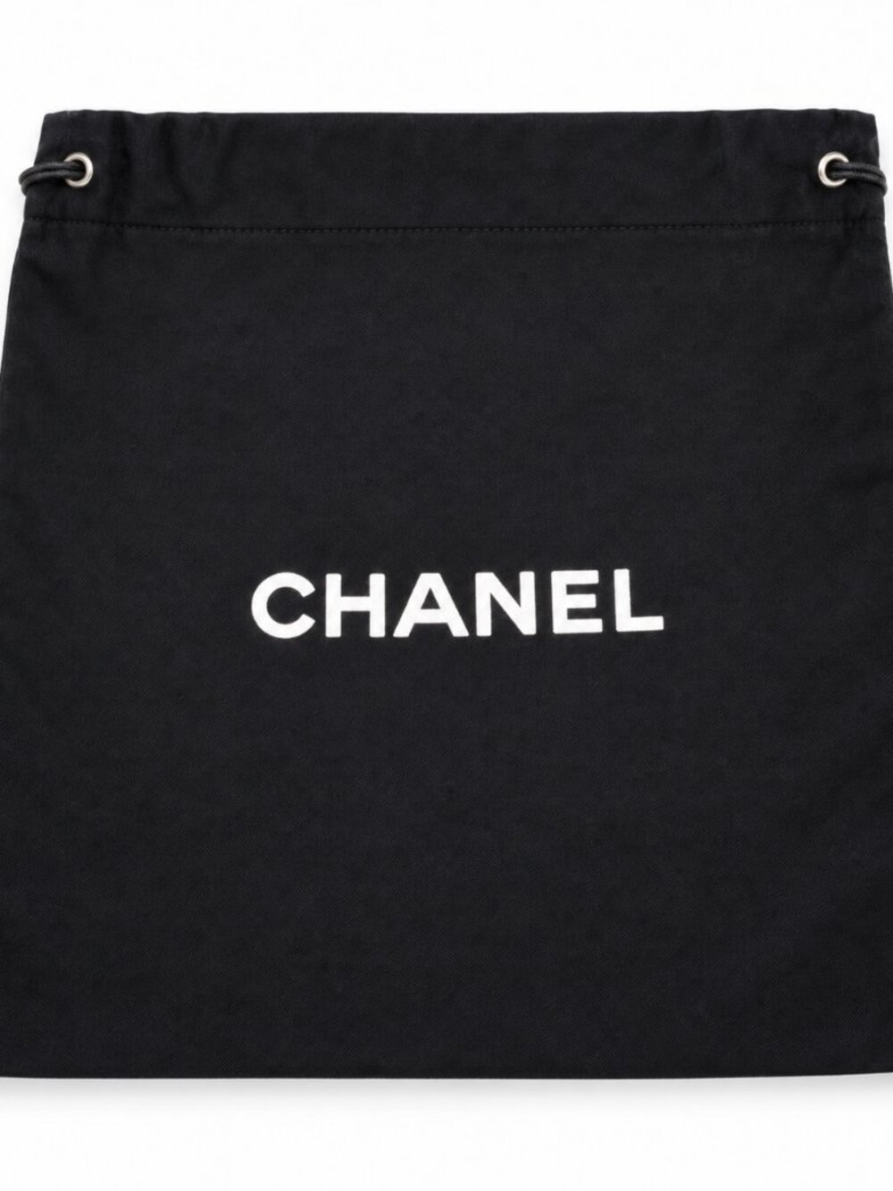 CHANEL Black Drawstring Dust Bag with White Logo